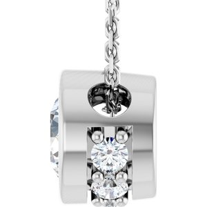 14K White Gold Natural White Sapphire & .07 CTW Natural Diamond 18" Necklace
