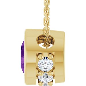 14K Yellow Gold Natural Amethyst & .07 CTW Natural Diamond 18" Necklace
