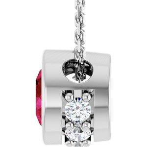 14K White Gold Natural Ruby & .07 CTW Natural Diamond 18" Necklace