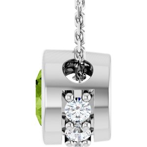 14K White Gold Natural Peridot & .07 CTW Natural Diamond 18" Necklace