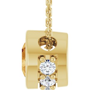 14K Yellow Gold Natural Citrine & .07 CTW Natural Diamond 18" Necklace