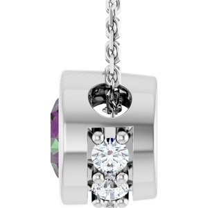 14K White Gold Lab-Grown Alexandrite & .07 CTW Natural Diamond 18" Necklace
