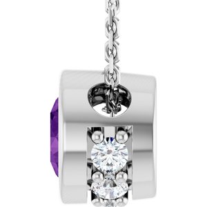 14K White Gold Natural Amethyst & .07 CTW Natural Diamond 18" Necklace