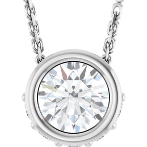 14K White Gold Natural White Sapphire & .07 CTW Natural Diamond 18" Necklace