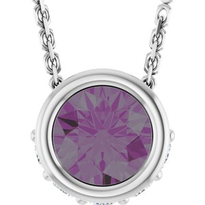 14K White Gold Lab-Grown Alexandrite & .07 CTW Natural Diamond 18" Necklace