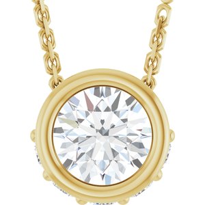 14K Yellow Gold Natural White Sapphire & .07 CTW Natural Diamond 18" Necklace