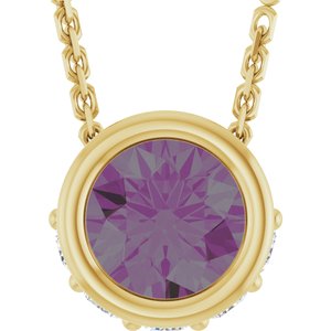 14K Yellow Gold Lab-Grown Alexandrite & .07 CTW Natural Diamond 18" Necklace