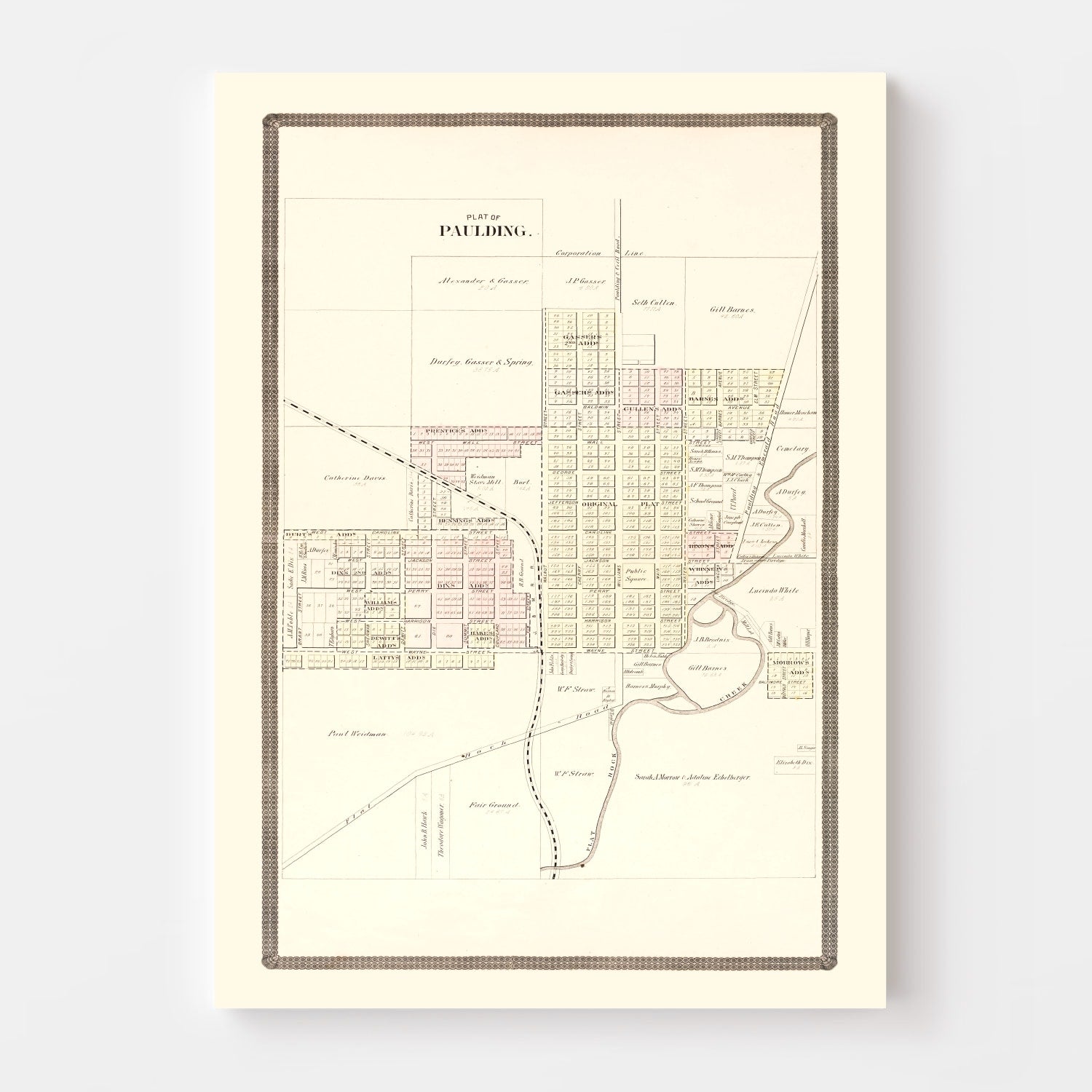 Vintage Map of Paulding, Ohio 1892