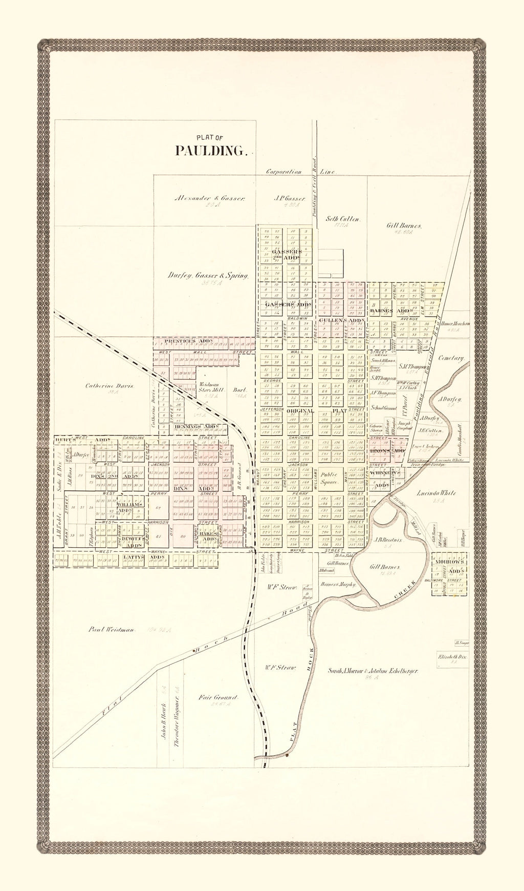 Vintage Map of Paulding, Ohio 1892