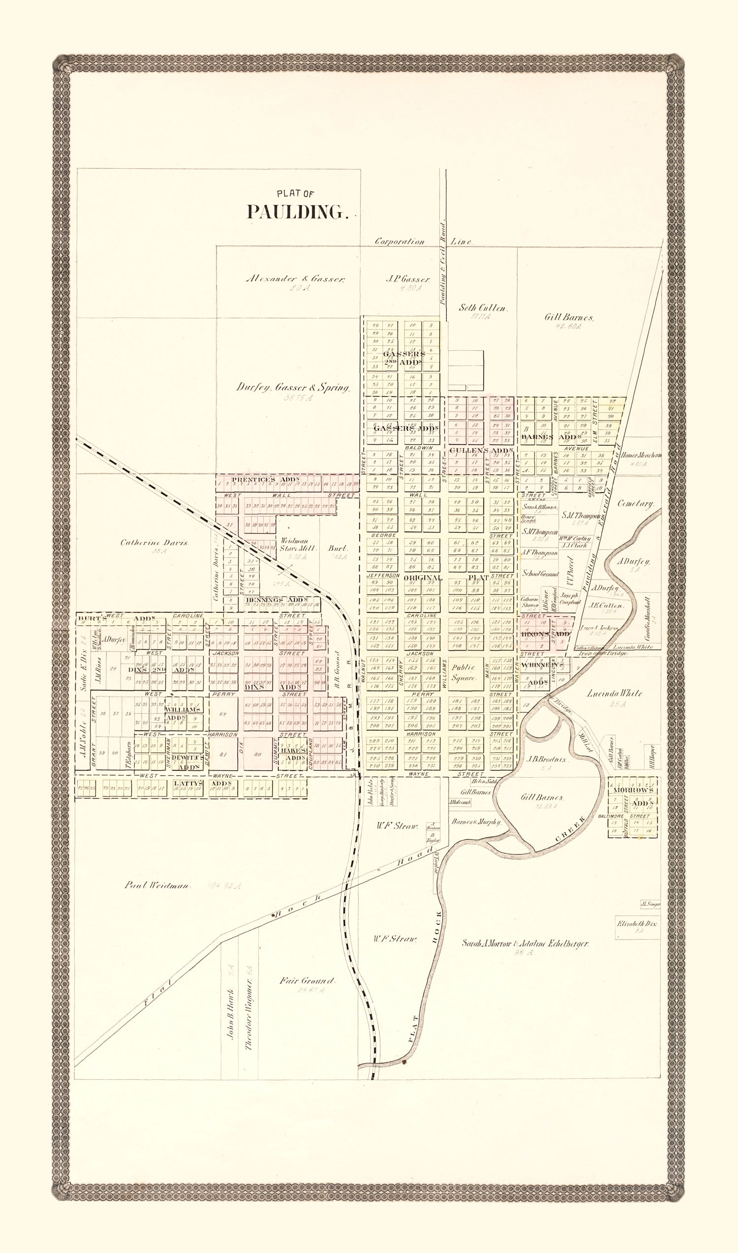 Vintage Map of Paulding, Ohio 1892