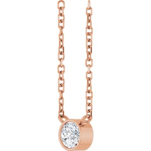 14K Rose Gold 1/6 CT Natural Diamond 16-18" Necklace