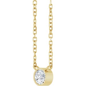 14K Yellow Gold 1/6 CT Natural Diamond 16-18" Necklace