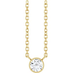 14K Yellow Gold 1/6 CT Natural Diamond 16-18" Necklace