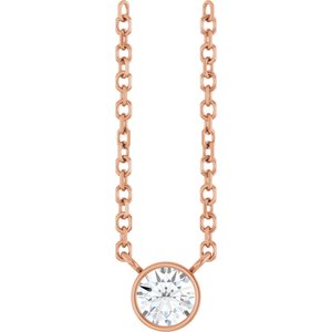 14K Rose Gold 1/6 CT Natural Diamond 16-18" Necklace
