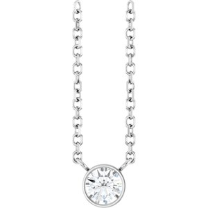 Sterling Silver 1/6 CT Natural Diamond 16-18" Necklace