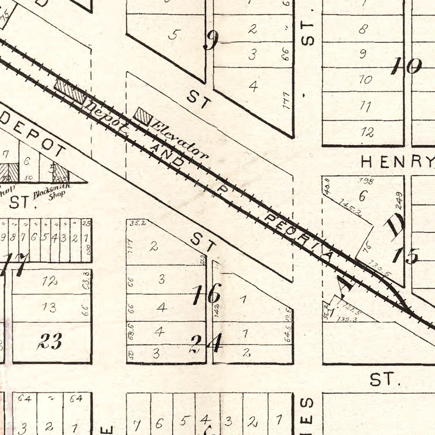 Vintage Map of Cambridge, Illinois 1893