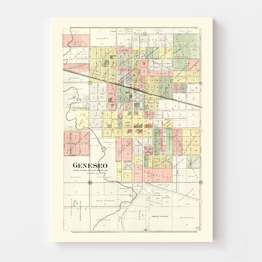 Vintage Map of Geneseo, Illinois 1893