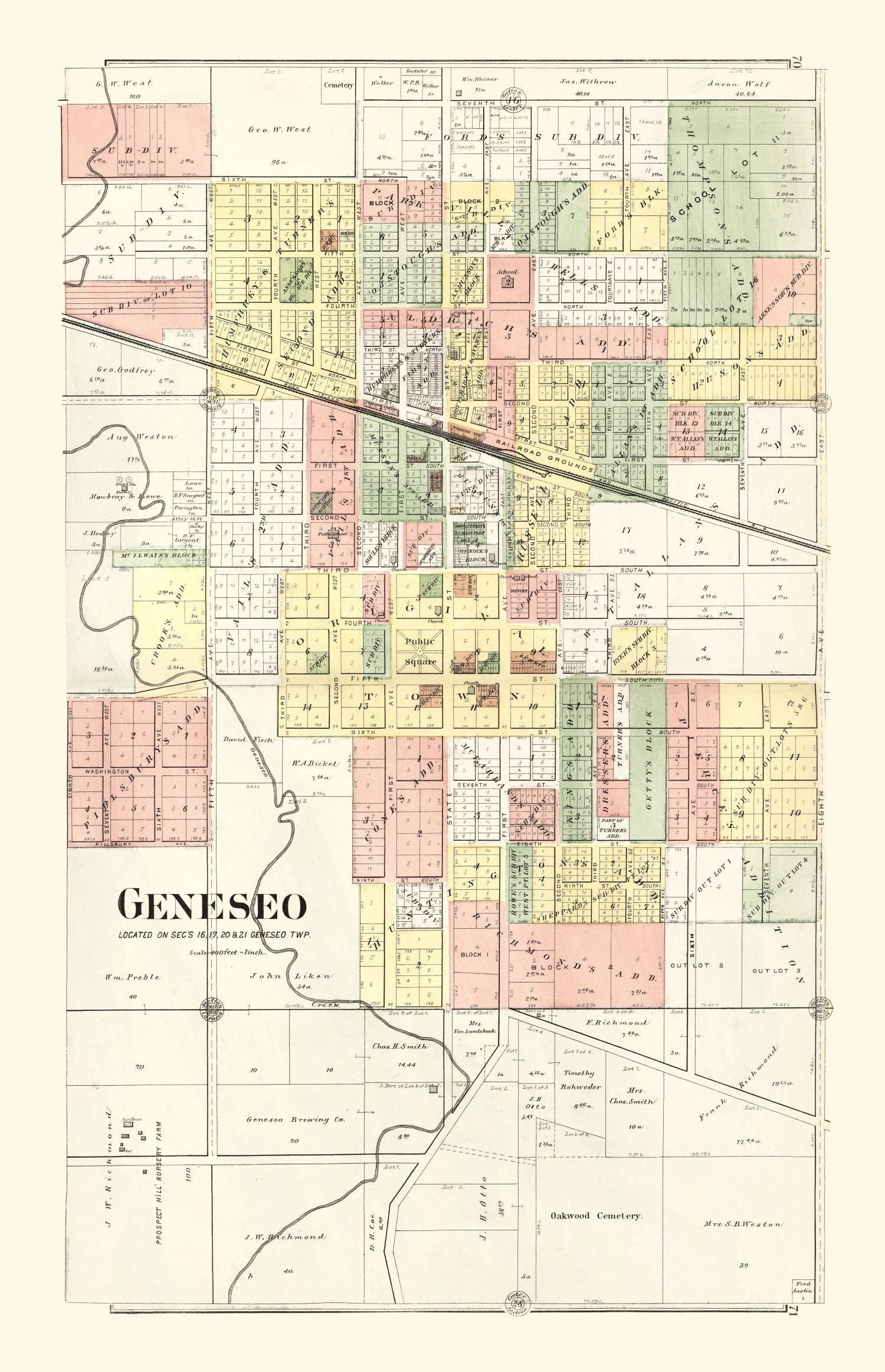 Vintage Map of Geneseo, Illinois 1893