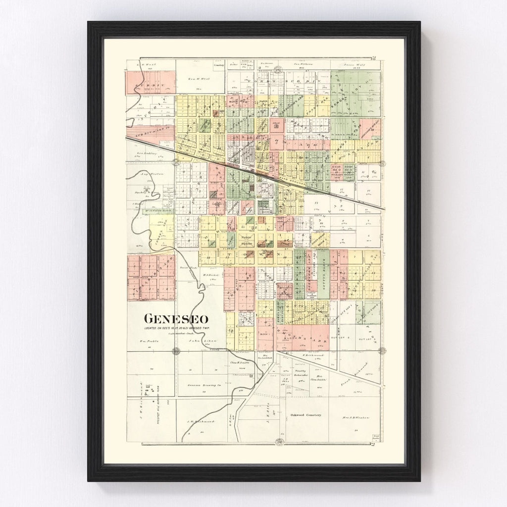 Vintage Map of Geneseo, Illinois 1893
