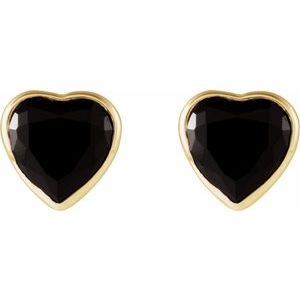 14K Yellow Gold Natural Black Onyx Stud Earrings – image 2
