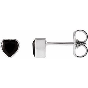 Sterling Silver Natural Black Onyx Stud Earrings