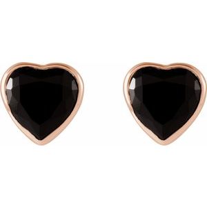 14K Rose Gold Natural Black Onyx Stud Earrings – image 2