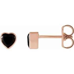 14K Rose Gold Natural Black Onyx Stud Earrings