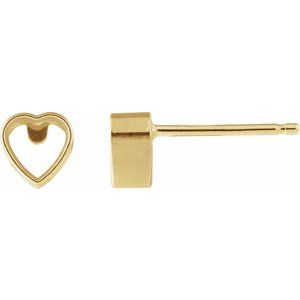 14K Yellow Gold 4x4 mm Heart Bezel-Set Stud Earrings