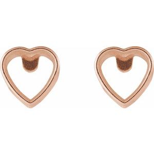 14K Rose Gold 4x4 mm Heart Bezel-Set Stud Earrings – image 2