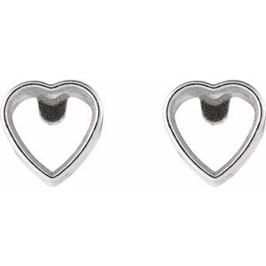 14K White Gold 4x4 mm Heart Bezel-Set Stud Earrings – image 2
