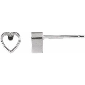 14K White Gold 4x4 mm Heart Bezel-Set Stud Earrings