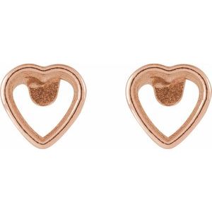 14K Rose Gold 3x3 mm Heart Bezel-Set Stud Earrings – image 2