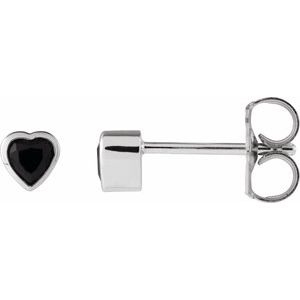 14K White Gold Natural Black Onyx Stud Earrings