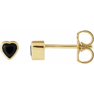 14K Yellow Gold Natural Black Onyx Stud Earrings