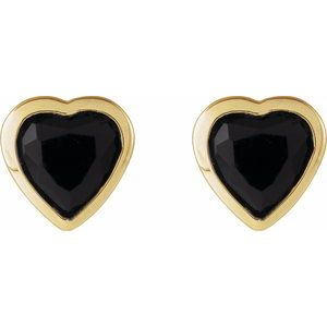 14K Yellow Gold Natural Black Onyx Stud Earrings – image 2