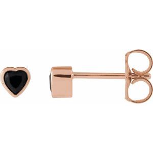 14K Rose Gold Natural Black Onyx Stud Earrings