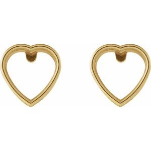 14K Yellow Gold 6x6 mm Heart Bezel-Set Stud Earrings – image 2