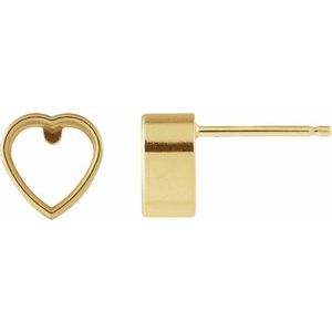14K Yellow Gold 6x6 mm Heart Bezel-Set Stud Earrings