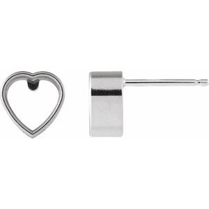Sterling Silver 6x6 mm Heart Bezel-Set Stud Earrings