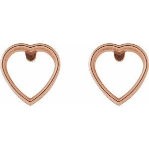 14K Rose Gold 6x6 mm Heart Bezel-Set Stud Earrings – image 2