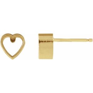 14K Yellow Gold 5x5 mm Heart Bezel-Set Stud Earrings