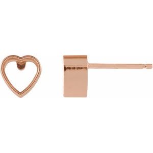 14K Rose Gold 5x5 mm Heart Bezel-Set Stud Earrings