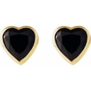 14K Yellow Gold Natural Black Onyx Stud Earrings – image 2