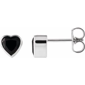 Platinum Natural Black Onyx Stud Earrings
