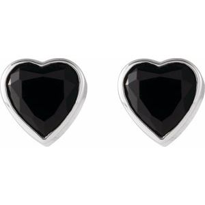 Platinum Natural Black Onyx Stud Earrings – image 2