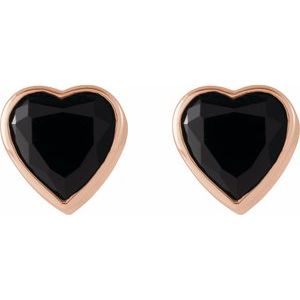14K Rose Gold Natural Black Onyx Stud Earrings – image 2