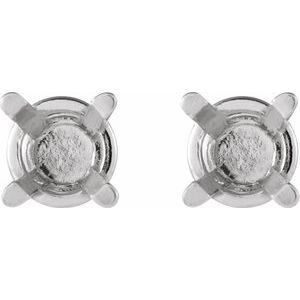 Sterling Silver 4 mm Round 4-Prong Lightweight Earring Mounting – image 2