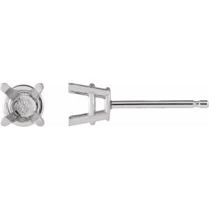 Sterling Silver 3 mm Round 4-Prong Lightweight Earring Mounting