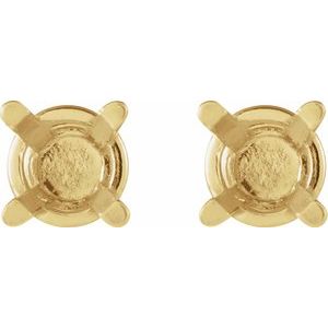 18K Yellow Gold 4 mm Round 4-Prong Lightweight Earring Mounting – image 2
