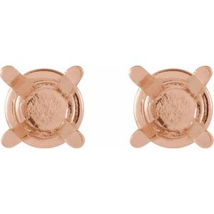 18K Rose Gold 3.75 mm Round 4-Prong Lightweight Earring Mounting – image 2